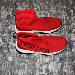 Nautica Red Slip-On Sneakers with Sock-Like Design